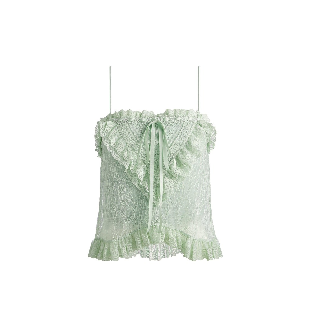 ALICE‎ + OLIVIA  Alessia Lace Top in Green Size 10 NWT - Picture 2 of 13